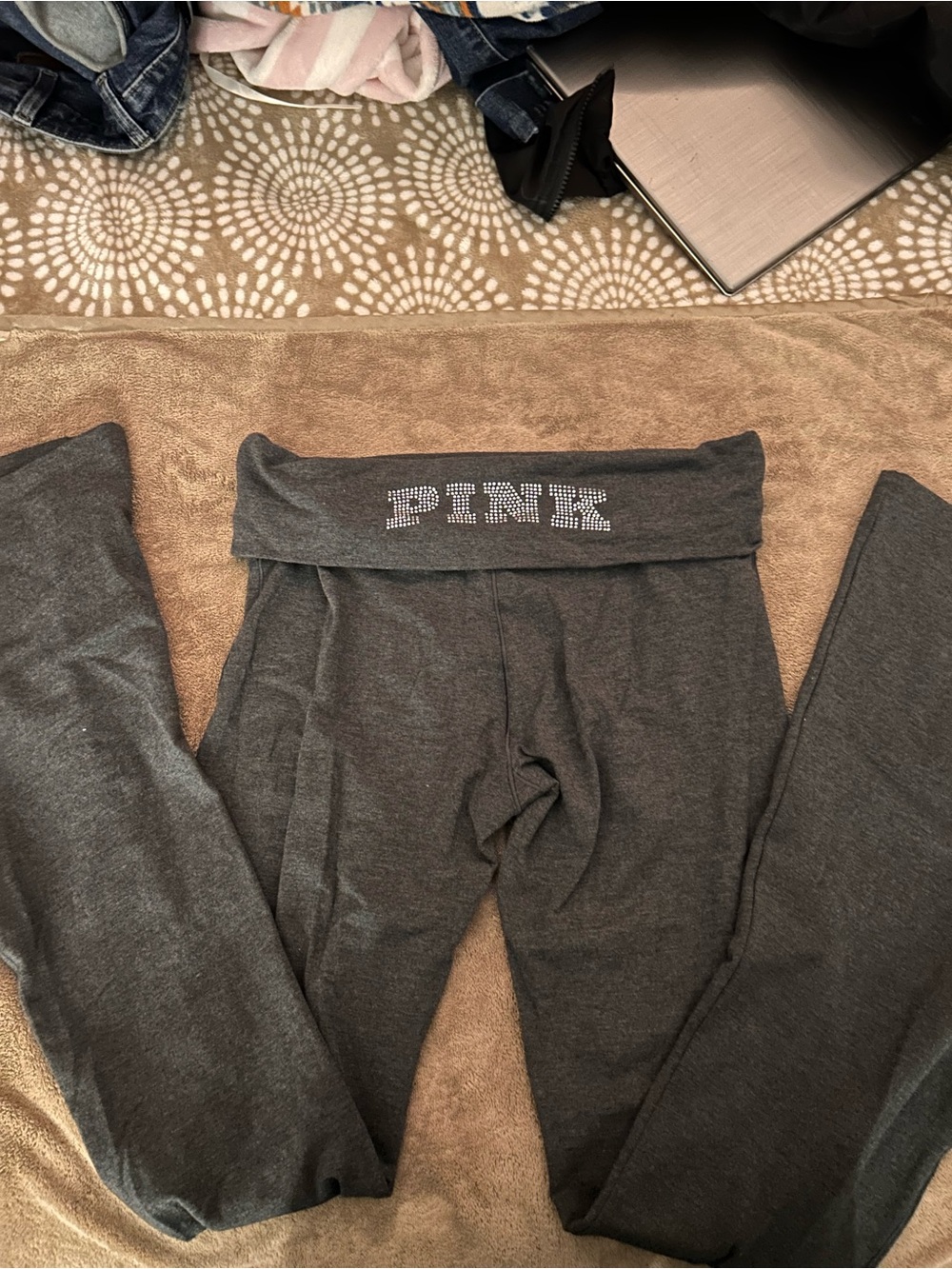PINK Victoria's Secret Dark Gray Logo Waistband Sweater